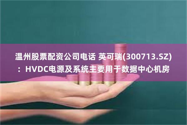 温州股票配资公司电话 英可瑞(300713.SZ)：HVDC电源及系统主要用于数据中心机房
