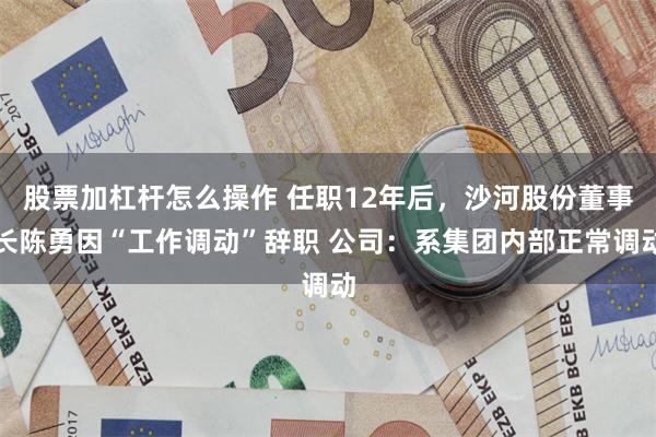 股票加杠杆怎么操作 任职12年后，沙河股份董事长陈勇因“工作调动”辞职 公司：系集团内部正常调动